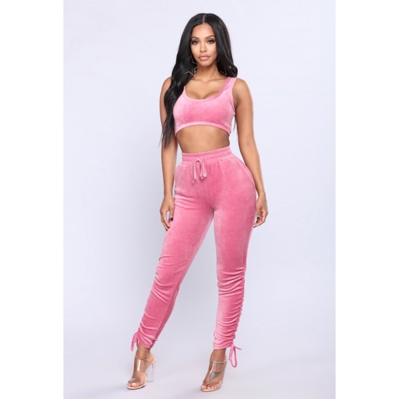 Fashion Nova Tops - Racquel Ruched Velour Lounge Set